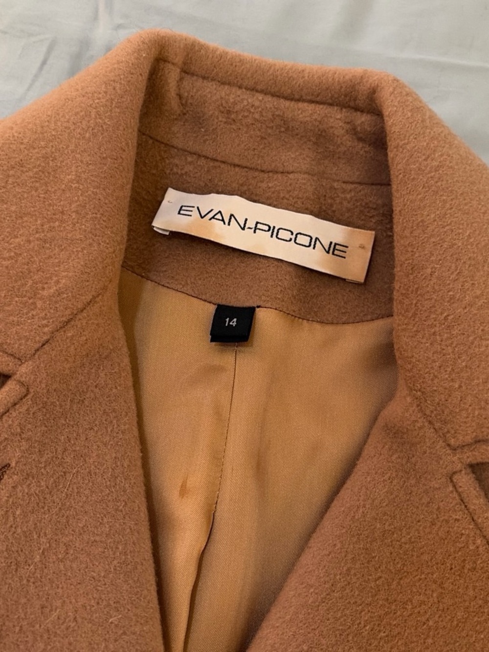 Evan Picone Camel Brown Wool-Blend Pea Coat - Picture 3 of 7